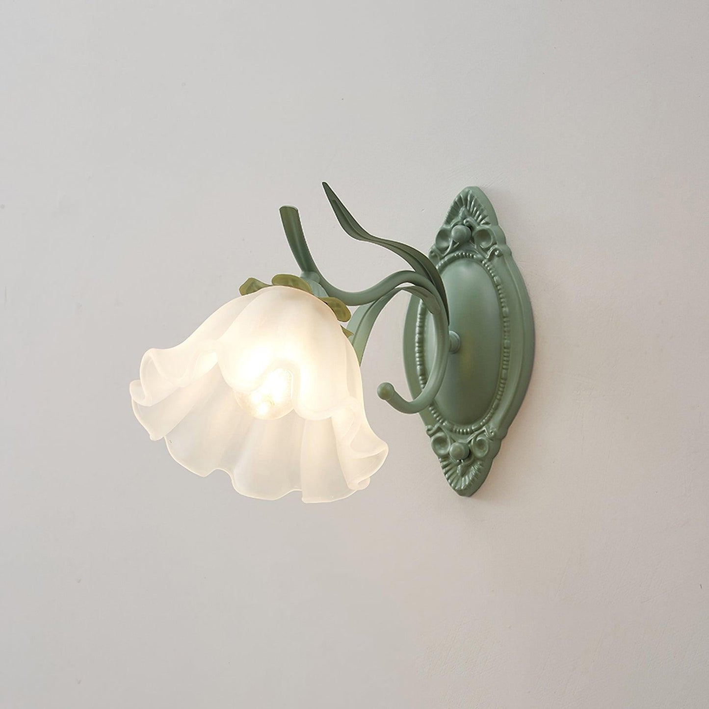 Flared Wall Sconce | Metal & Glass | Green | Set of 2