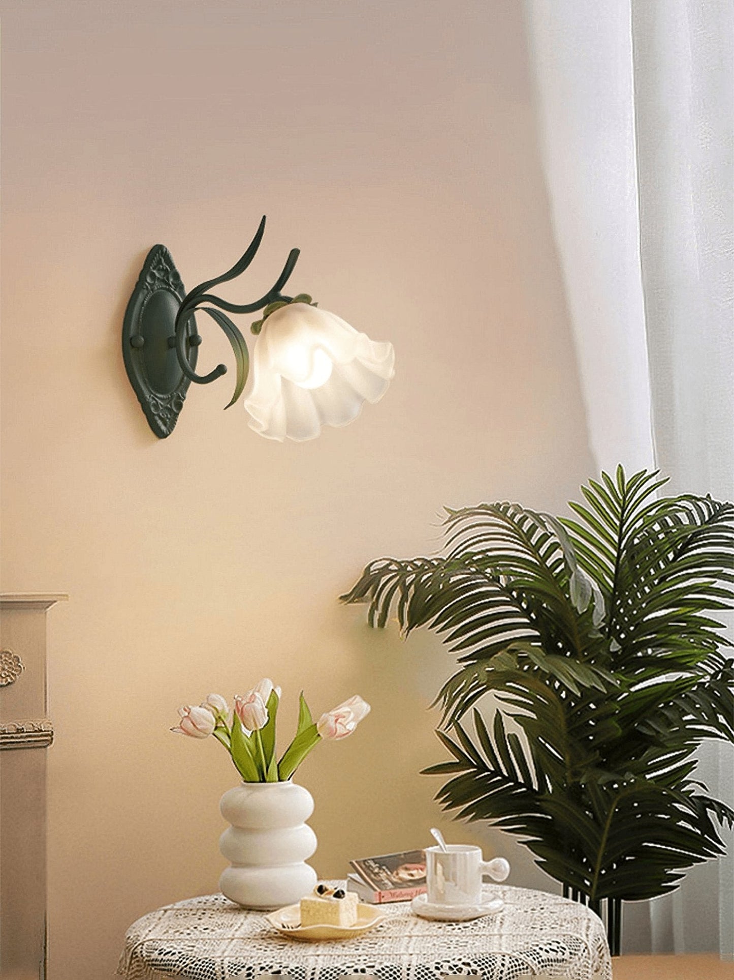 Flared Wall Sconce | Metal & Glass | Green | Set of 2
