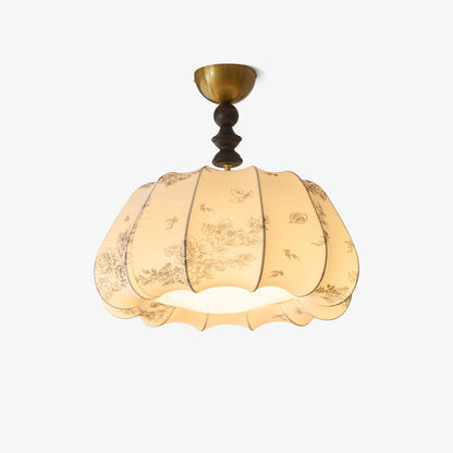 Fleurina Ceiling Lamp | Fabric, Metal, Wood | Walnut, Gold