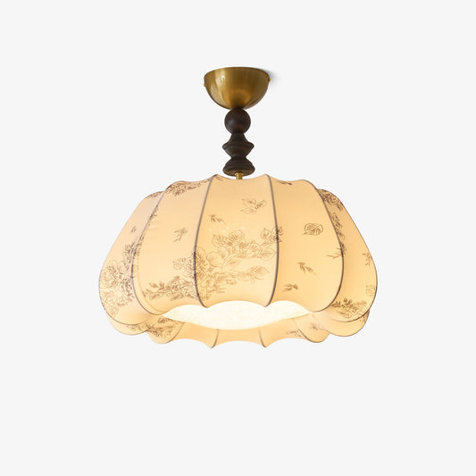Fleurina Ceiling Lamp | Fabric, Metal, Wood | Walnut, Gold