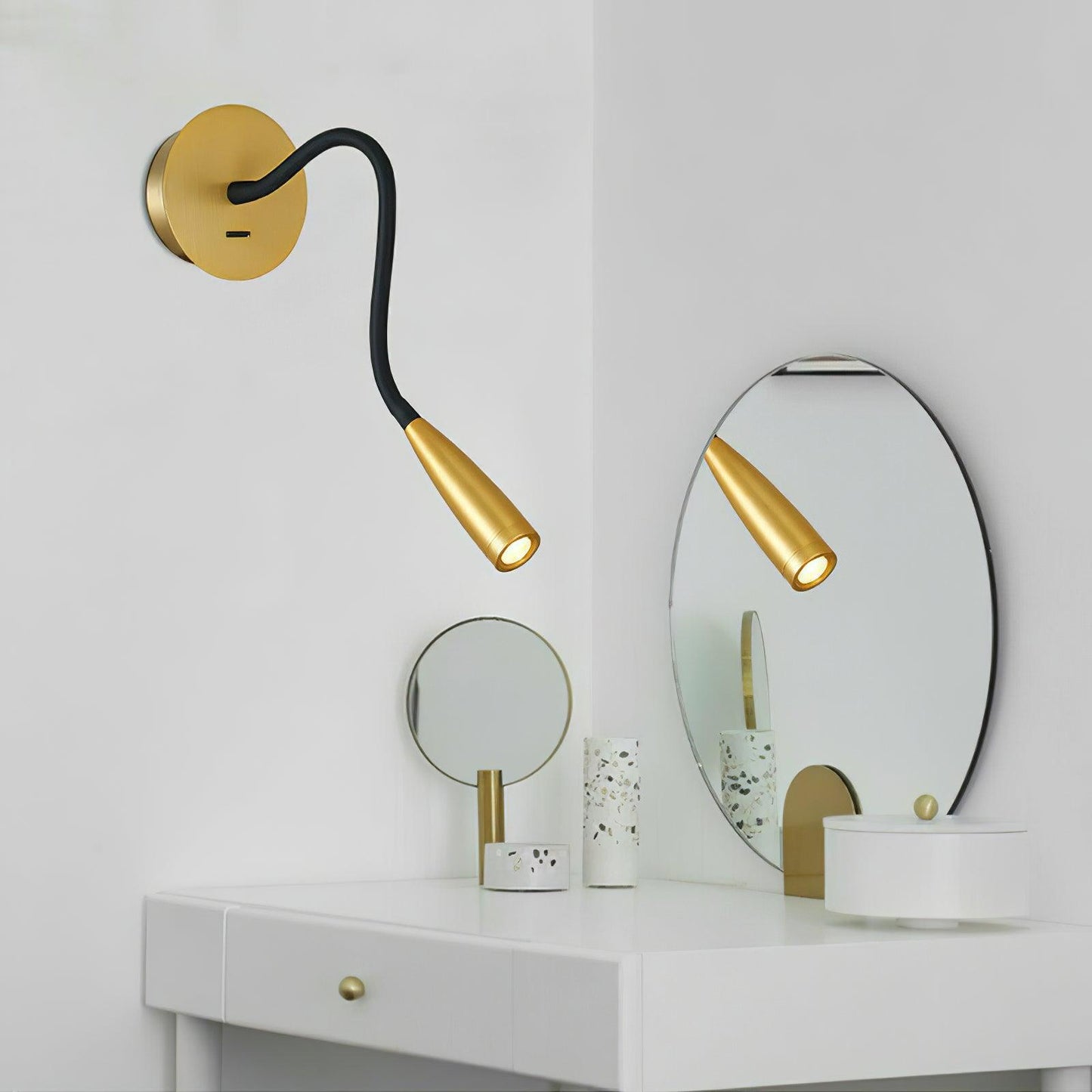 Flexi Hose Wall Light Sconce | Metal & Aluminum | Gold & Brushed Bronze | Set of 2