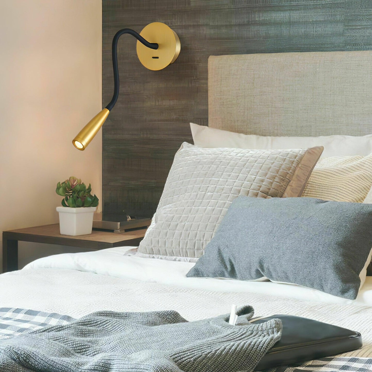Flexi Hose Wall Light Sconce | Metal & Aluminum | Gold & Brushed Bronze | Set of 2