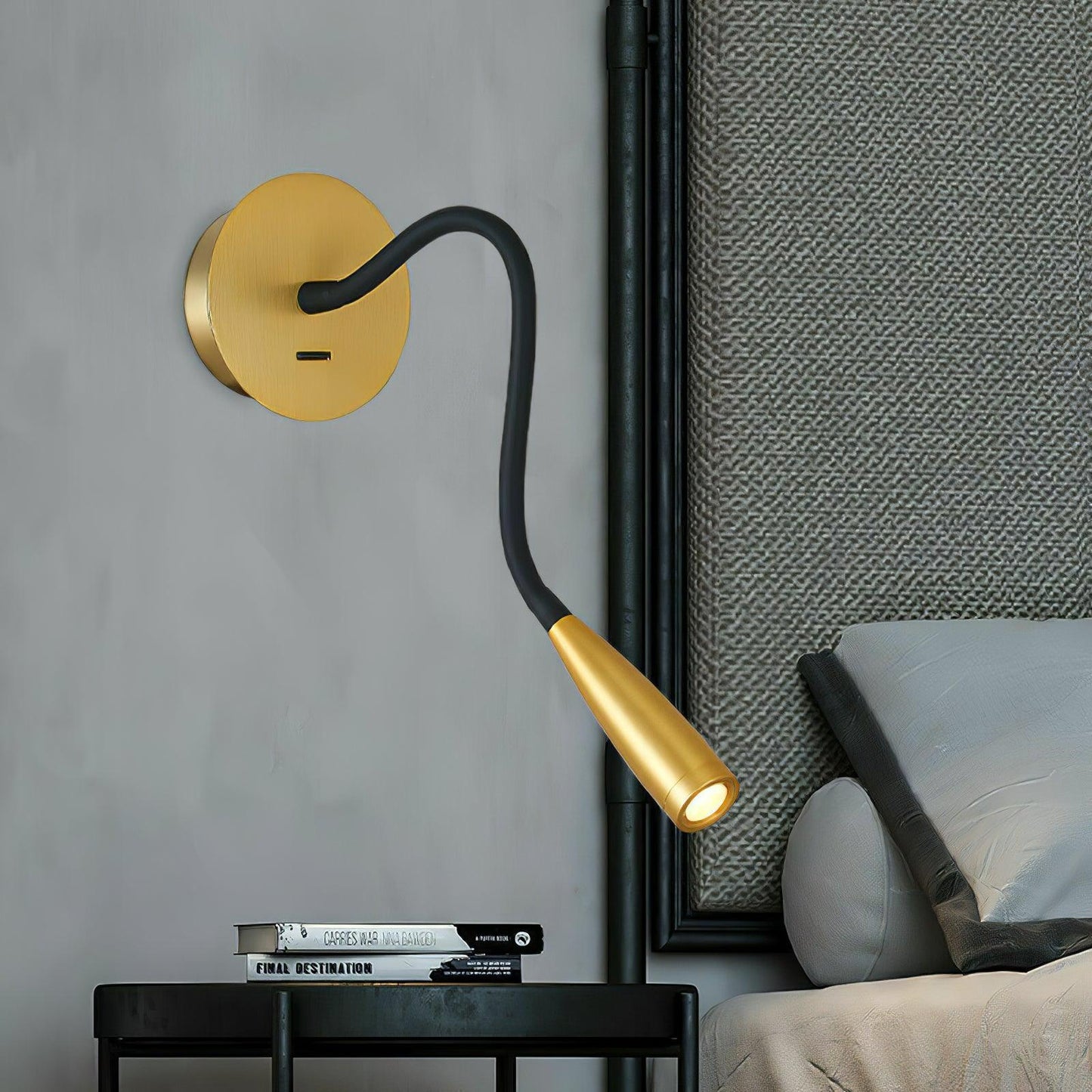 Flexi Hose Wall Light Sconce | Metal & Aluminum | Gold & Brushed Bronze | Set of 2