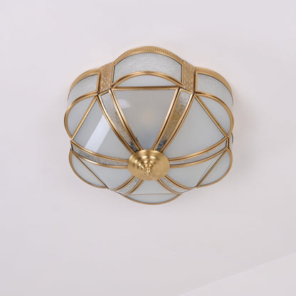 Floral Brass Ceiling Lamp | Brass & Glass | Vintage Design