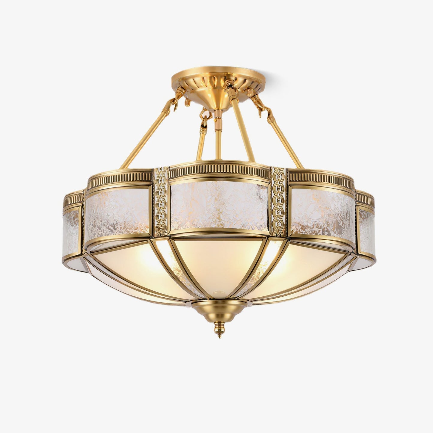 Floral Brass Ceiling Lamp | Brass & Glass | Vintage Design