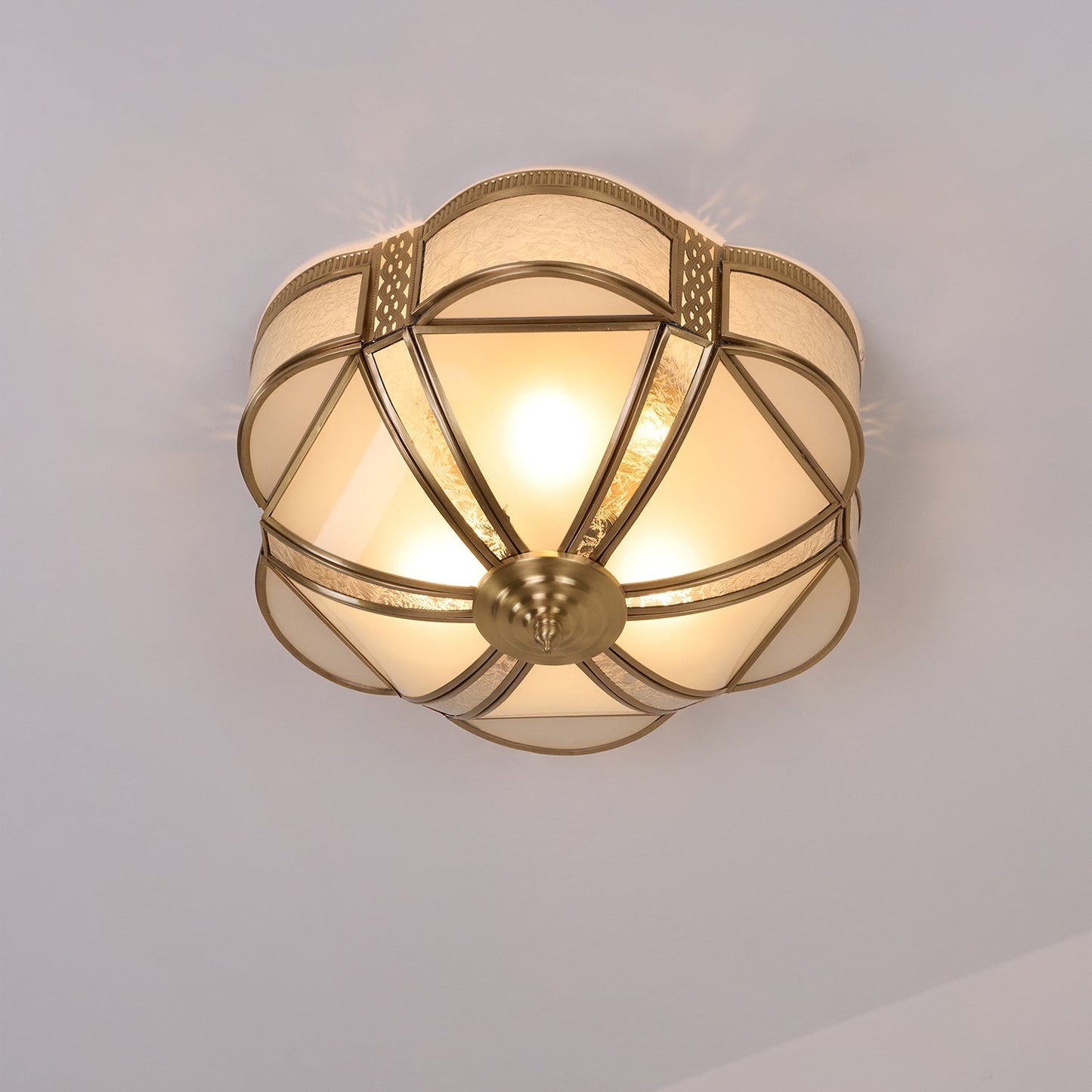 Floral Brass Ceiling Lamp | Brass & Glass | Vintage Design