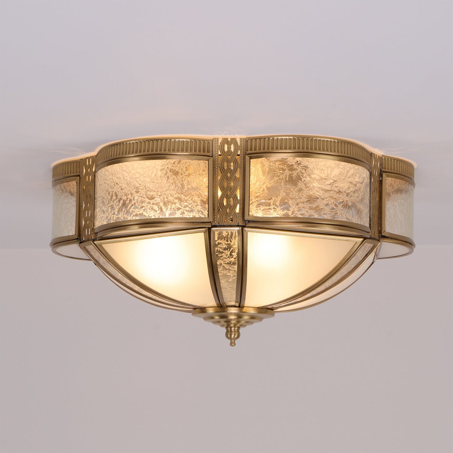 Floral Brass Ceiling Lamp | Brass & Glass | Vintage Design