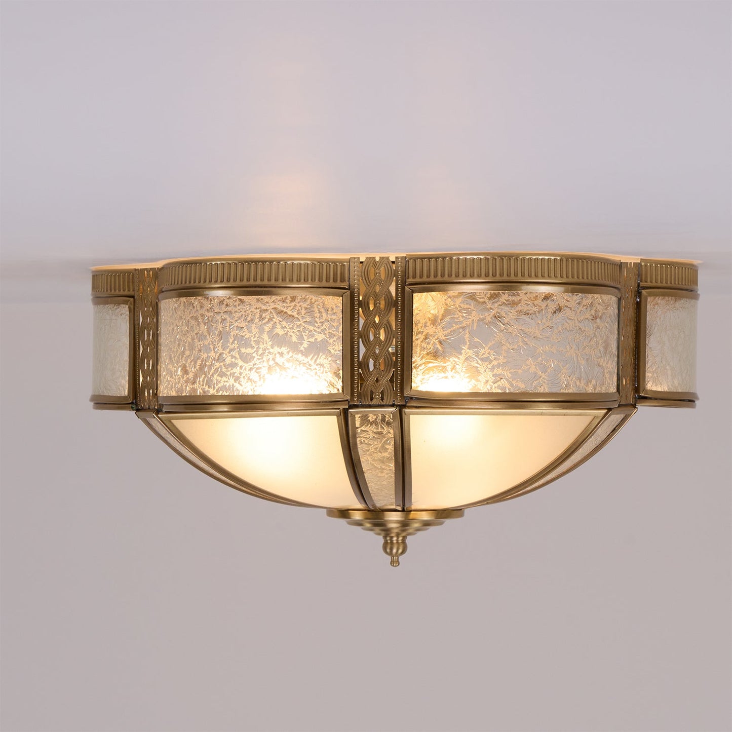 Floral Brass Ceiling Lamp | Brass & Glass | Vintage Design
