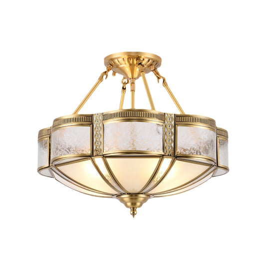 Floral Brass Ceiling Lamp | Brass & Glass | Vintage Design