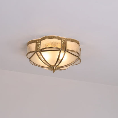 Floral Brass Ceiling Lamp | Brass & Glass | Vintage Design