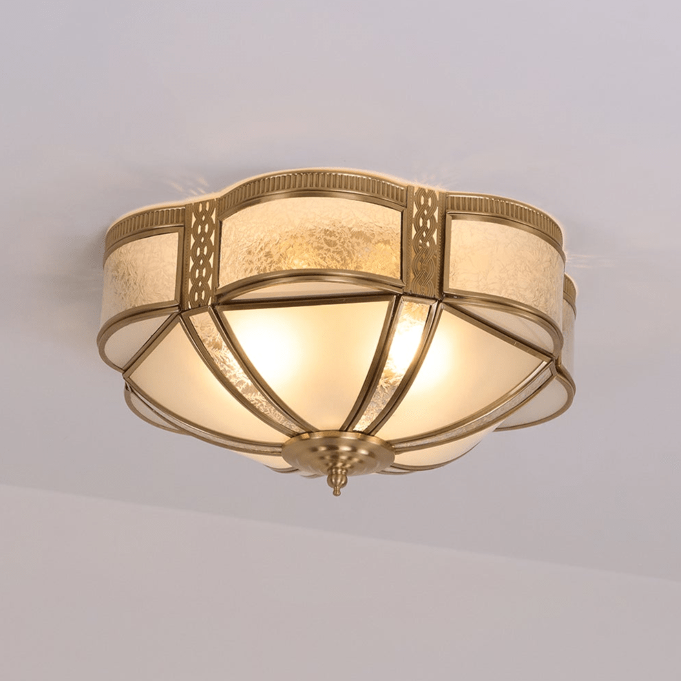 Floral Brass Ceiling Lamp | Brass & Glass | Vintage Design