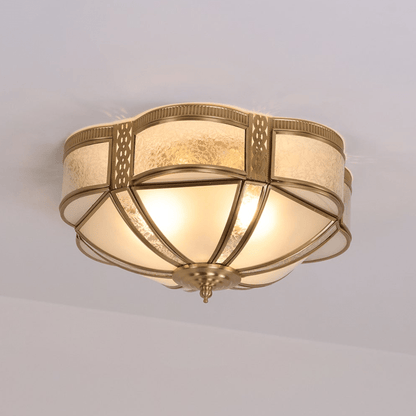 Floral Brass Ceiling Lamp | Brass & Glass | Vintage Design