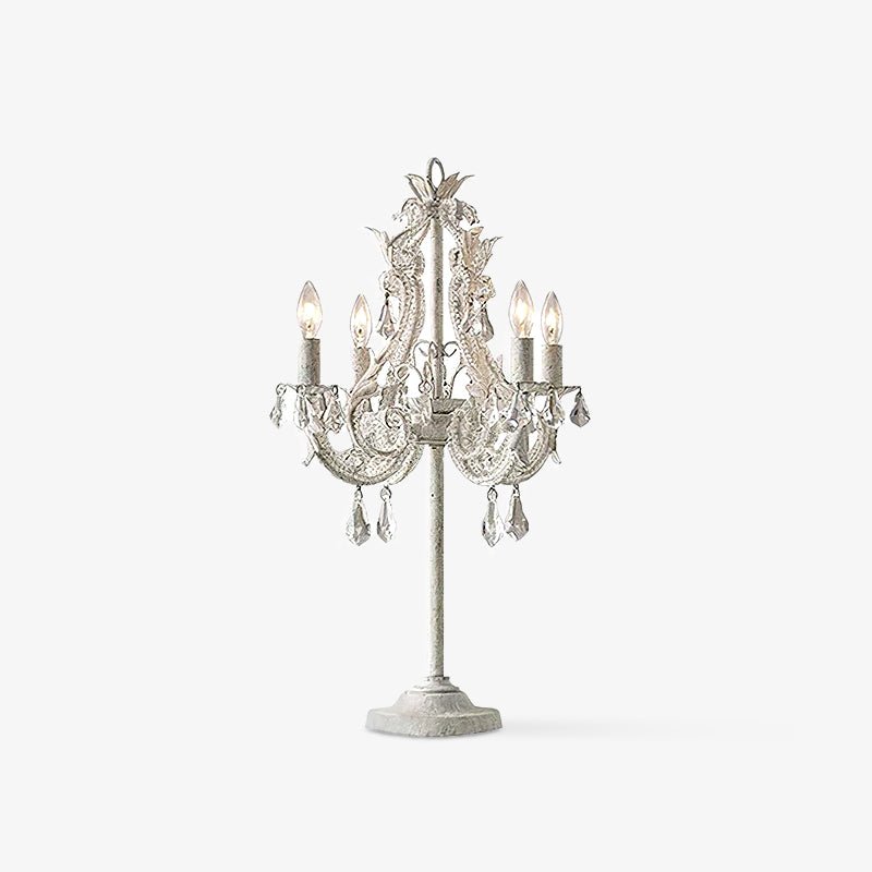 Candle Table Lamp | Crystal | Antique White