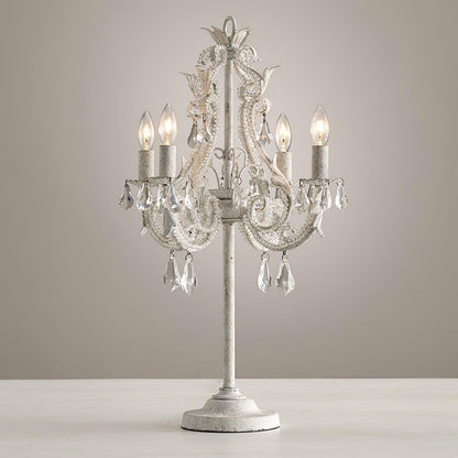 Candle Table Lamp | Crystal | Antique White