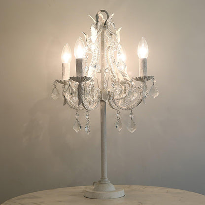 Candle Table Lamp | Crystal | Antique White