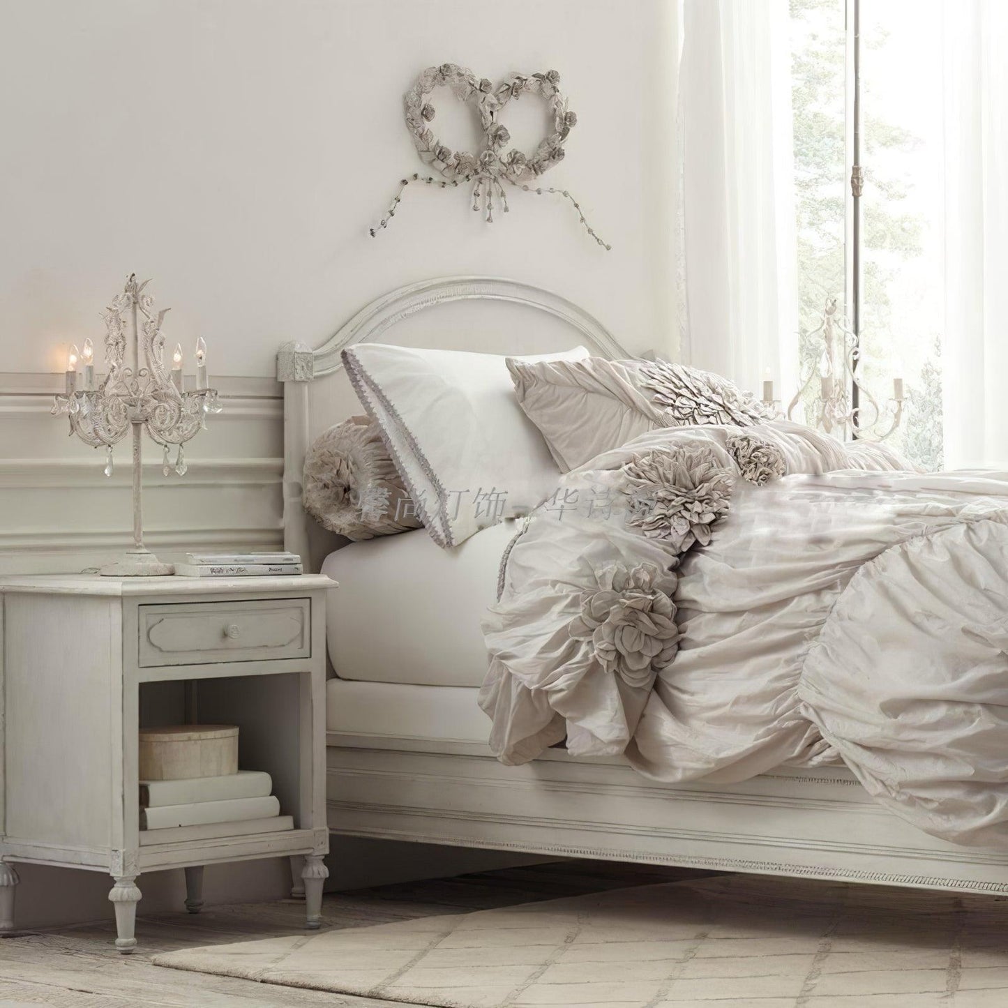 Candle Table Lamp | Crystal | Antique White