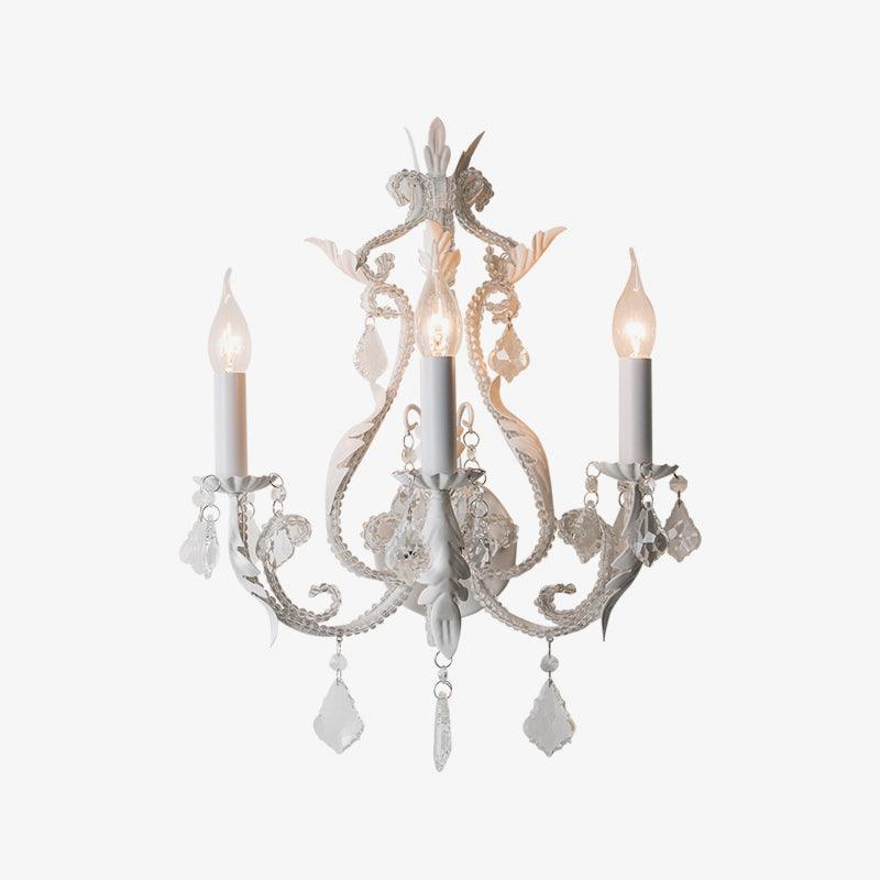 Candle Holder Wall Lamp | Metal, Iron, Crystal | Antique White