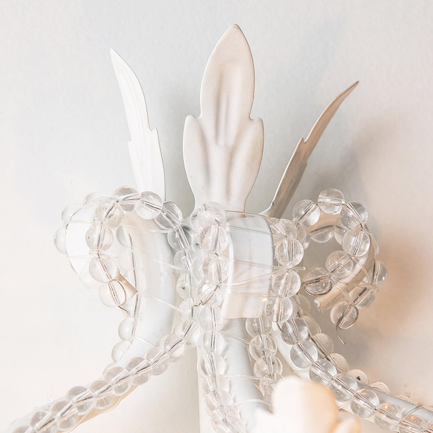 Candle Holder Wall Lamp | Metal, Iron, Crystal | Antique White