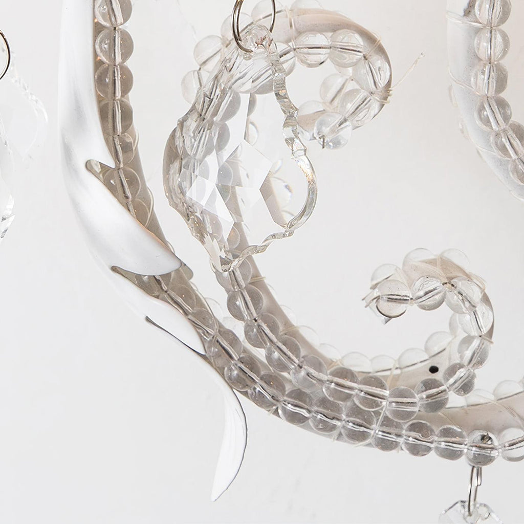 Candle Holder Wall Lamp | Metal, Iron, Crystal | Antique White
