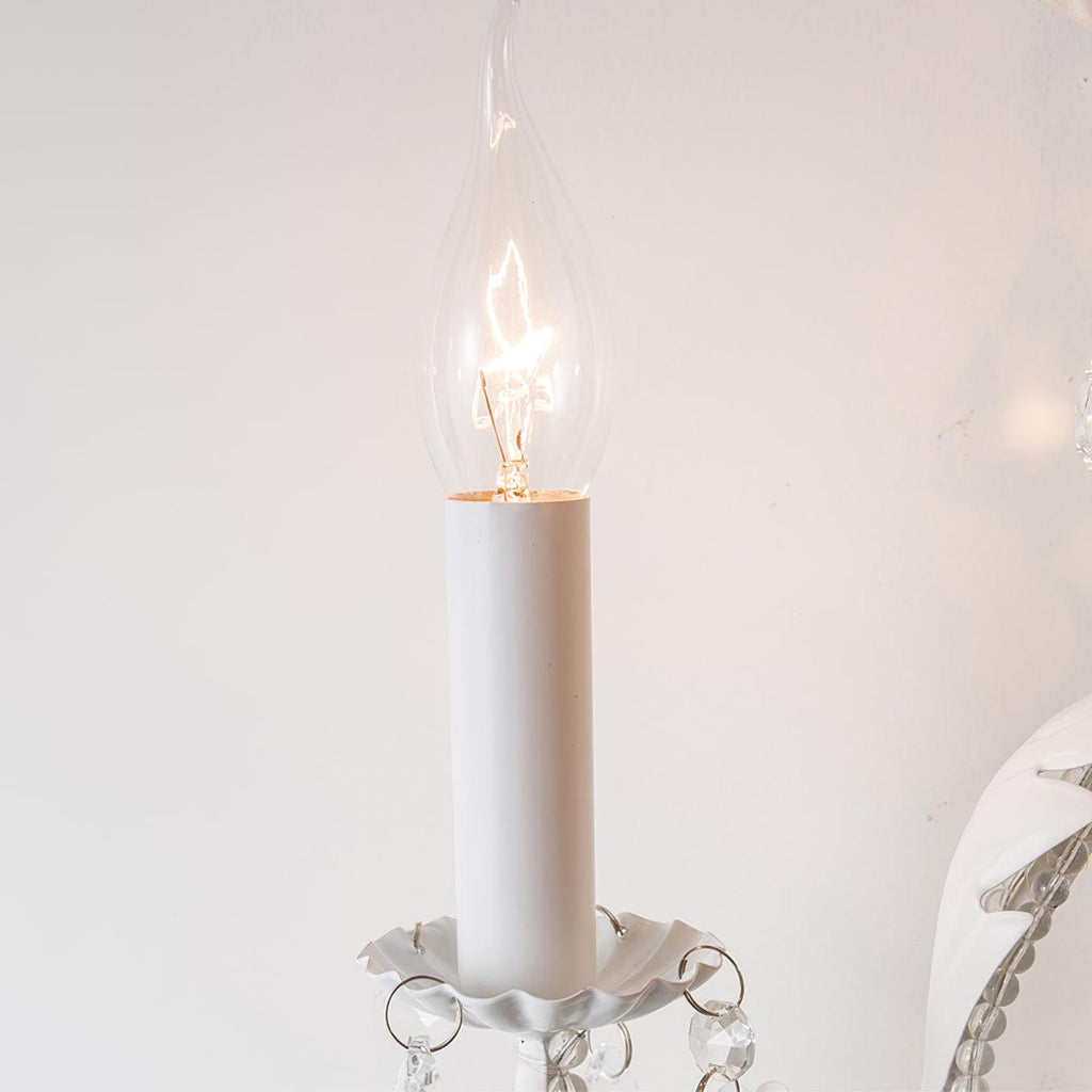 Candle Holder Wall Lamp | Metal, Iron, Crystal | Antique White