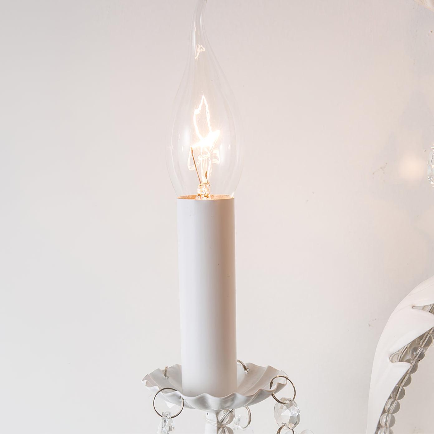 Candle Holder Wall Lamp | Metal, Iron, Crystal | Antique White