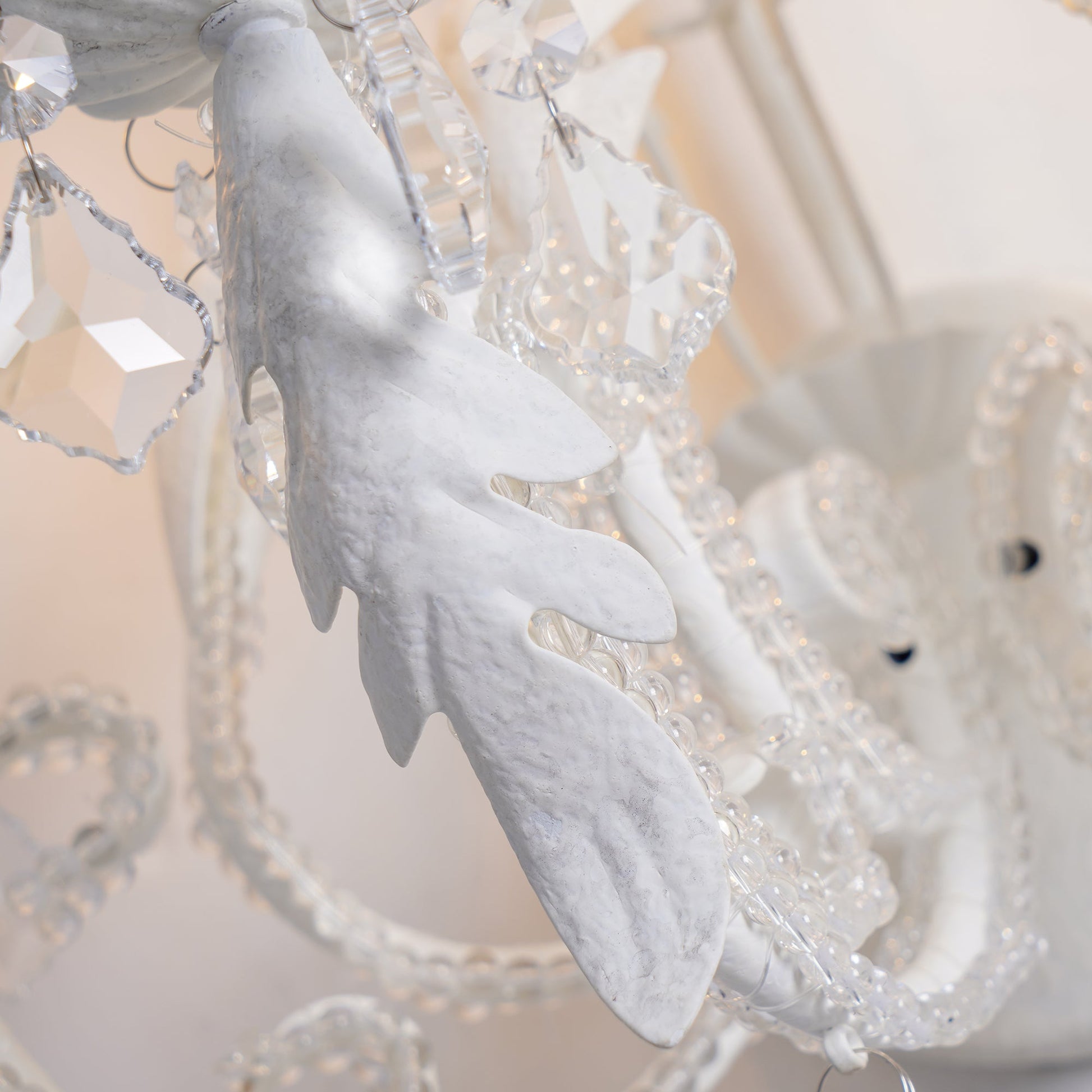 Candle Holder Wall Lamp | Metal, Iron, Crystal | Antique White