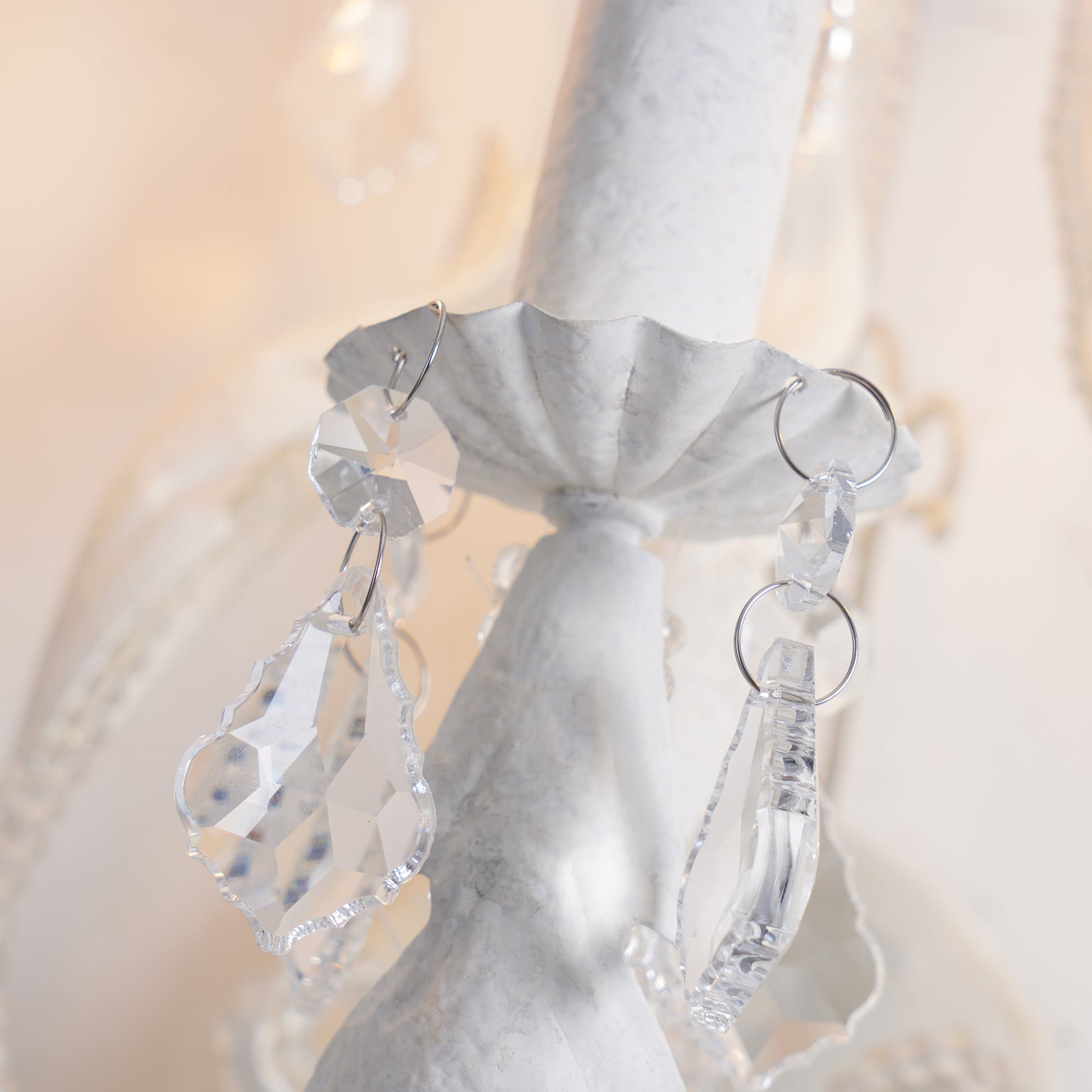 Candle Holder Wall Lamp | Metal, Iron, Crystal | Antique White
