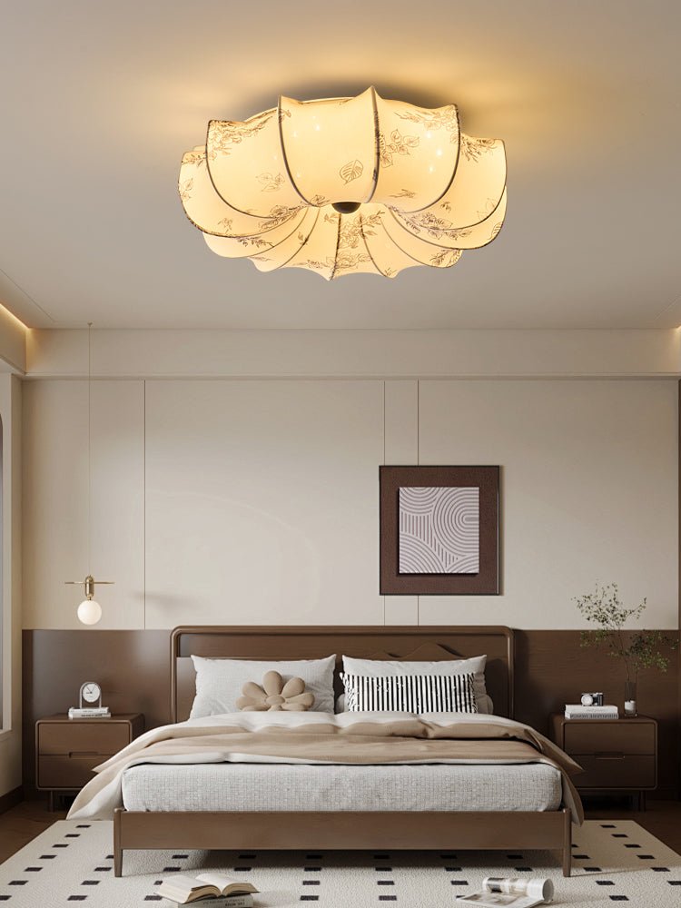 Floralis Ceiling Light | Fabric, Metal, Wood, Acrylic | Beige Shade