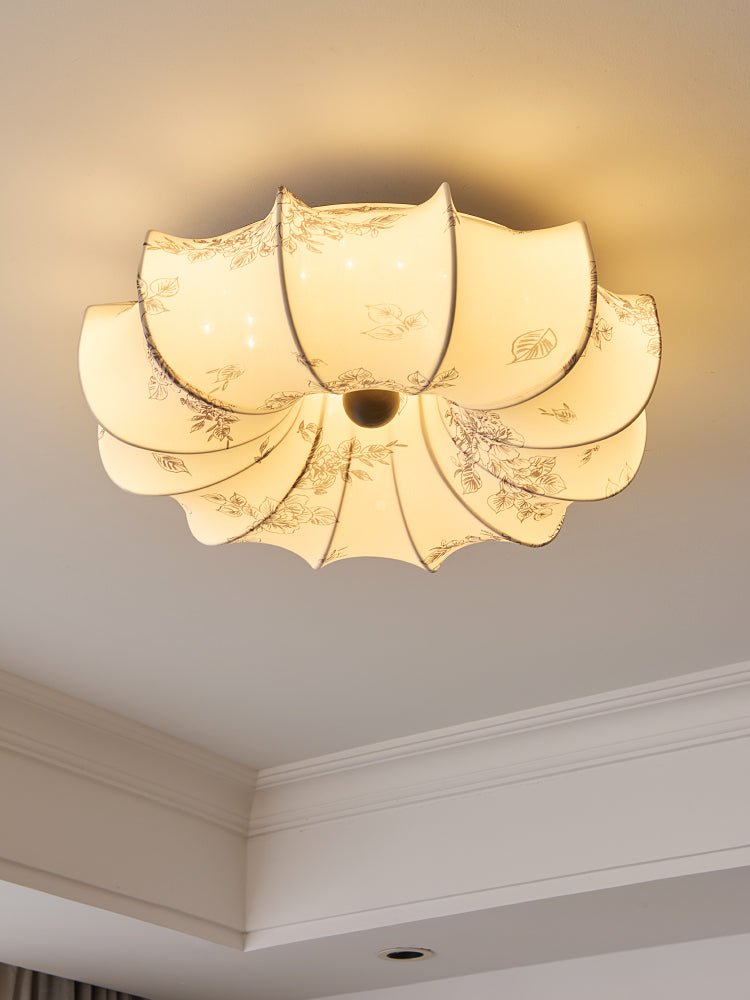 Floralis Ceiling Light | Fabric, Metal, Wood, Acrylic | Beige Shade