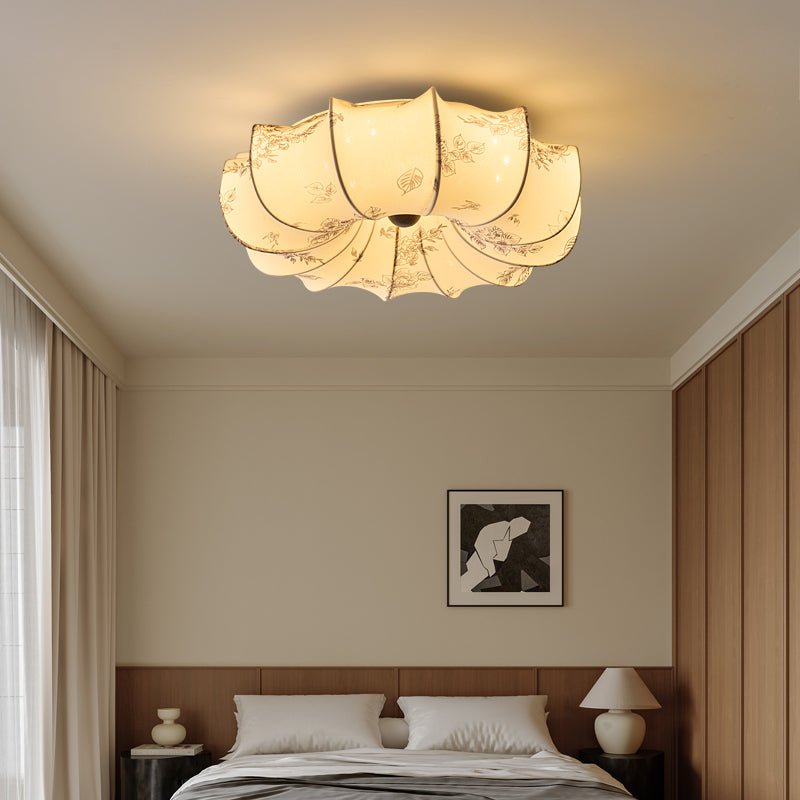 Floralis Ceiling Light | Fabric, Metal, Wood, Acrylic | Beige Shade