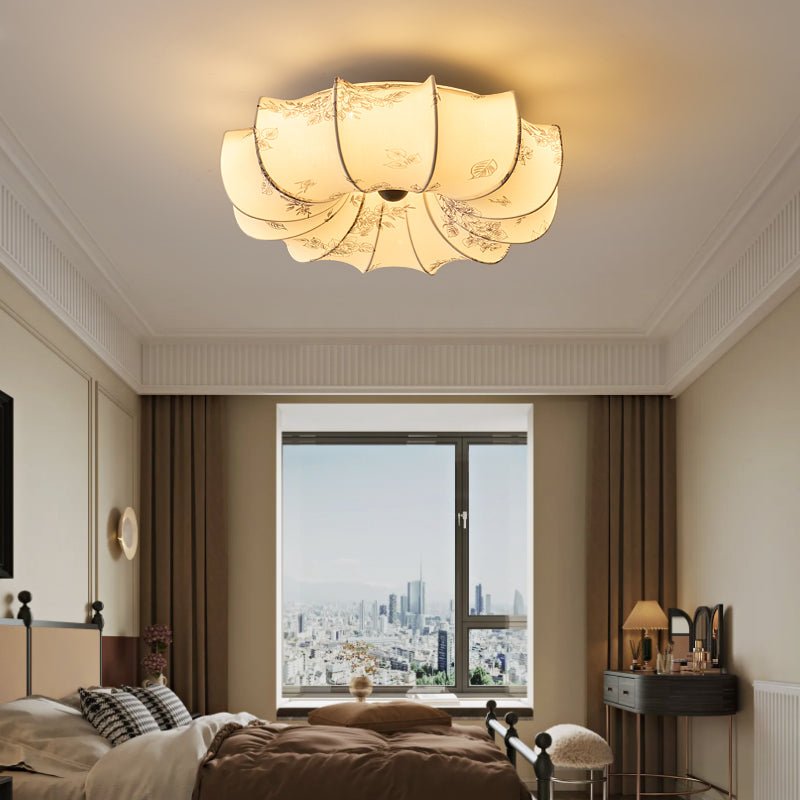 Floralis Ceiling Light | Fabric, Metal, Wood, Acrylic | Beige Shade