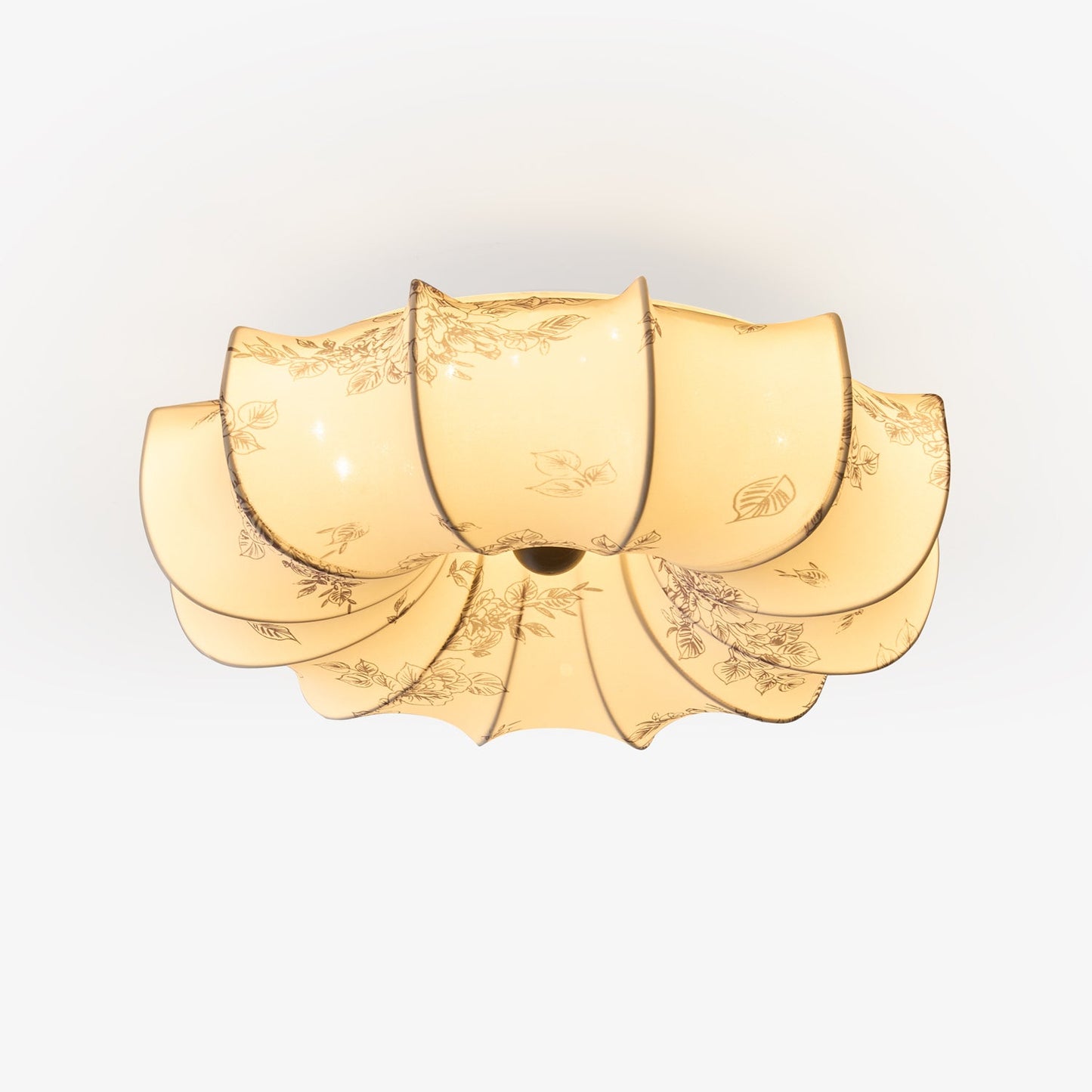 Floralis Ceiling Light | Fabric, Metal, Wood, Acrylic | Beige Shade