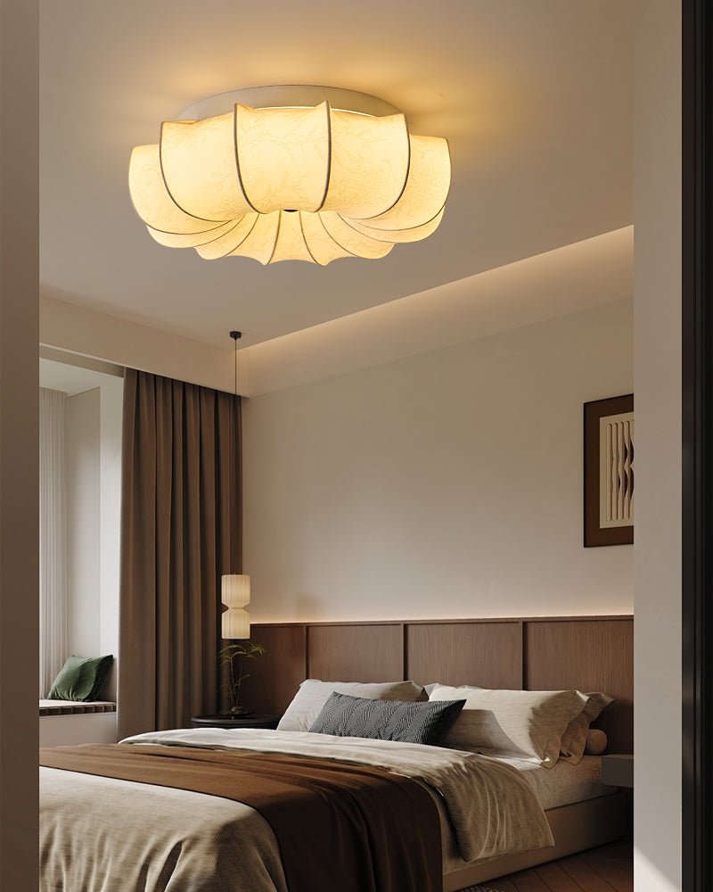 Floralis Ceiling Light | Fabric, Metal, Wood, Acrylic | Beige Shade