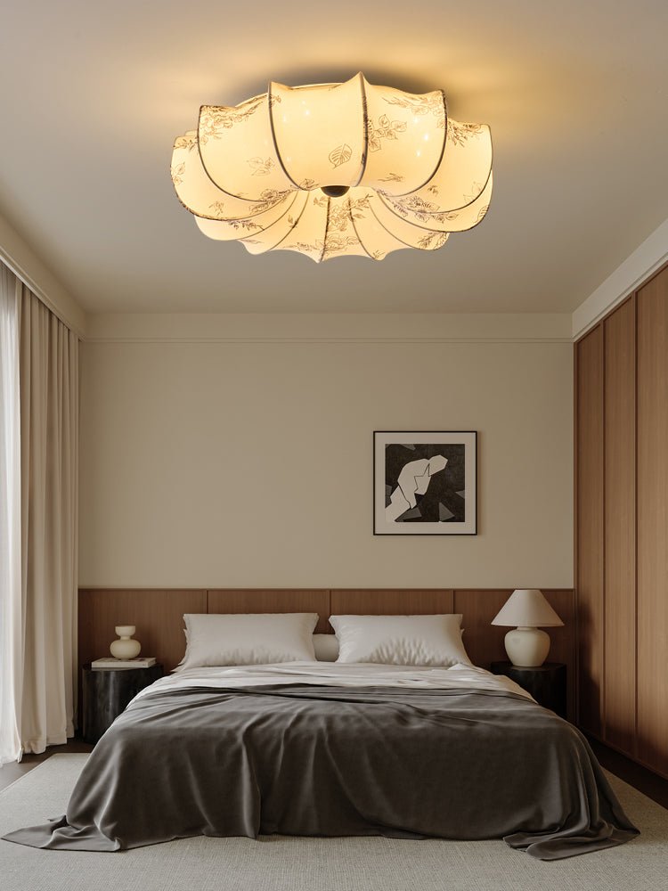 Floralis Ceiling Light | Fabric, Metal, Wood, Acrylic | Beige Shade