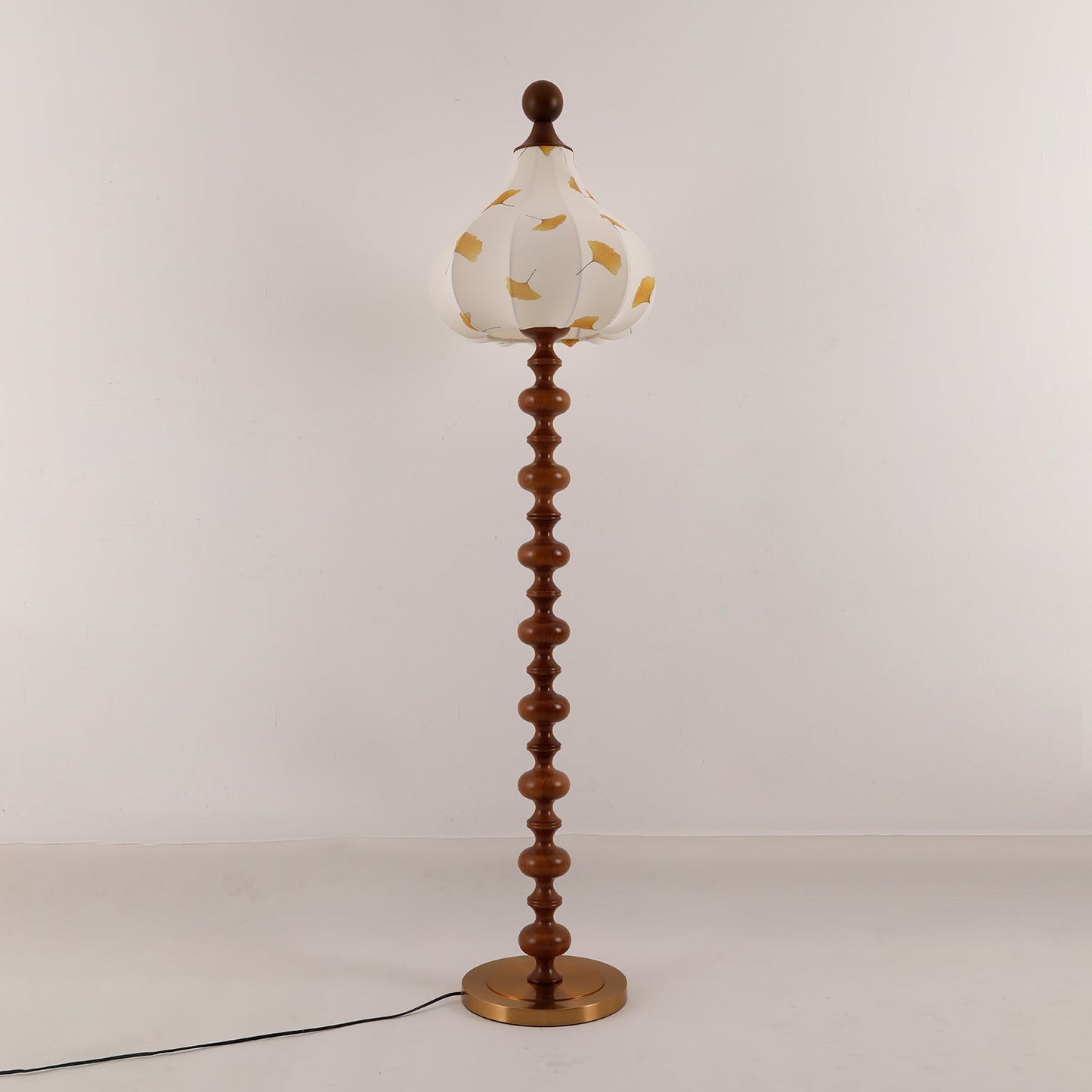 Florence Floor Lamp | Wood & Metal | Walnut & Gold Finish