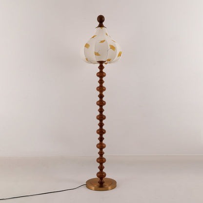 Florence Floor Lamp | Wood & Metal | Walnut & Gold Finish
