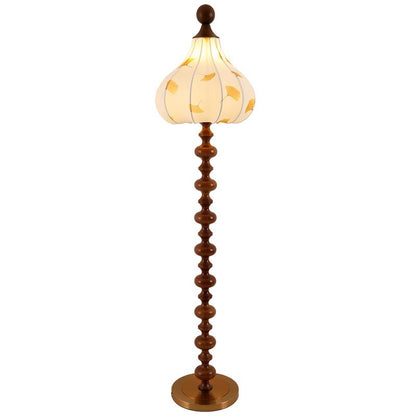 Florence Floor Lamp | Wood & Metal | Walnut & Gold Finish