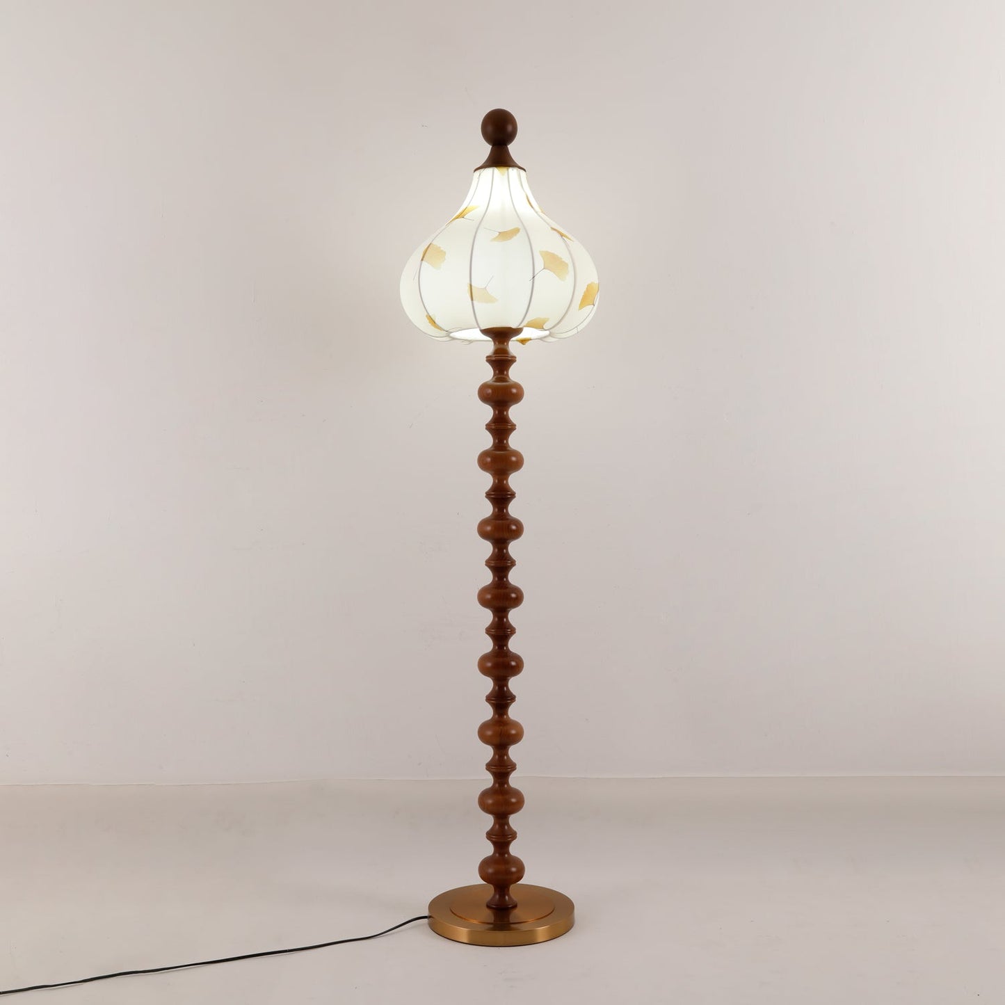 Florence Floor Lamp | Wood & Metal | Walnut & Gold Finish