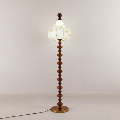 Florence Floor Lamp | Wood & Metal | Walnut & Gold Finish
