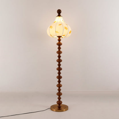 Florence Floor Lamp | Wood & Metal | Walnut & Gold Finish