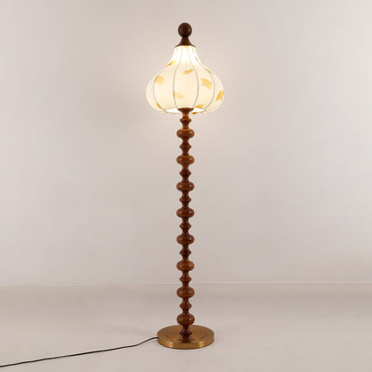 Florence Floor Lamp | Wood & Metal | Walnut & Gold Finish