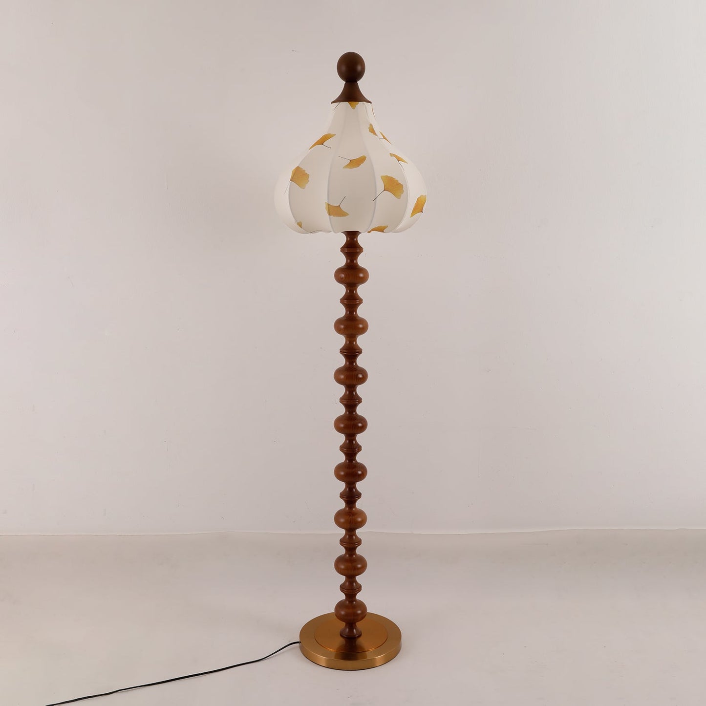 Florence Floor Lamp | Wood & Metal | Walnut & Gold Finish