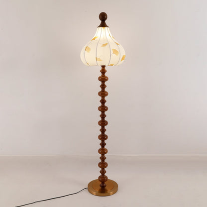 Florence Floor Lamp | Wood & Metal | Walnut & Gold Finish