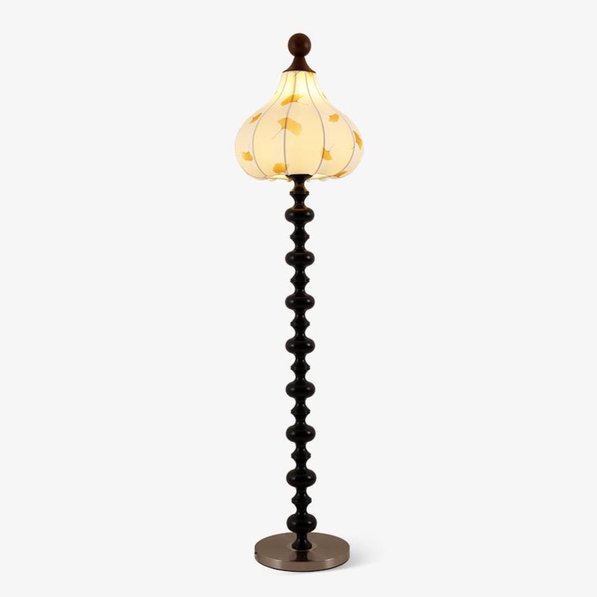 Florence Floor Lamp | Wood & Metal | Walnut & Gold Finish