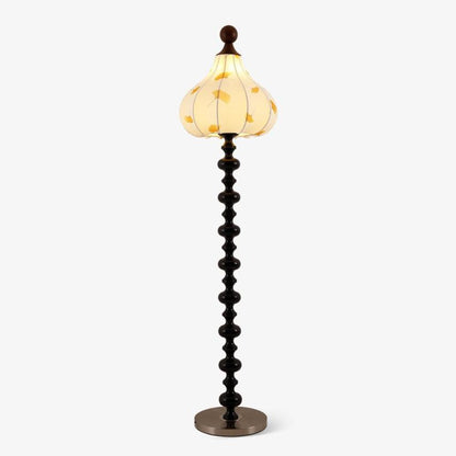 Florence Floor Lamp | Wood & Metal | Walnut & Gold Finish