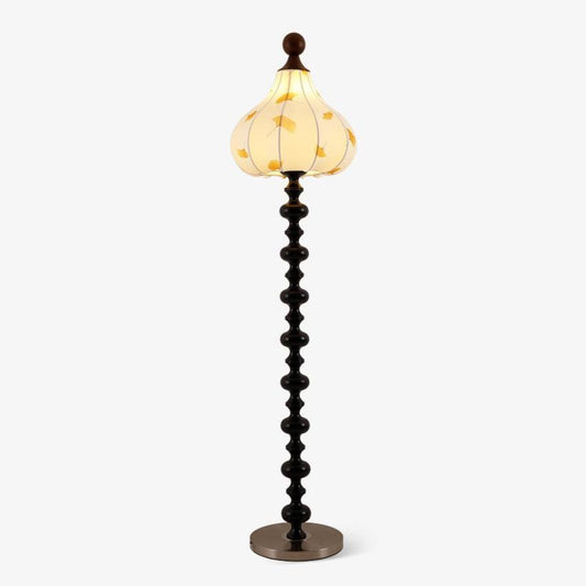 Florence Floor Lamp | Wood & Metal | Walnut & Gold Finish