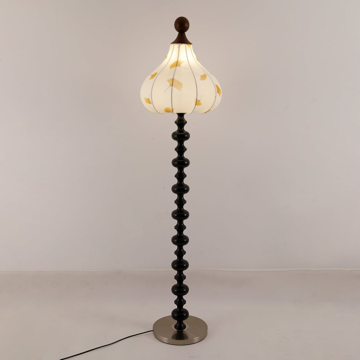 Florence Floor Lamp | Wood & Metal | Walnut & Gold Finish