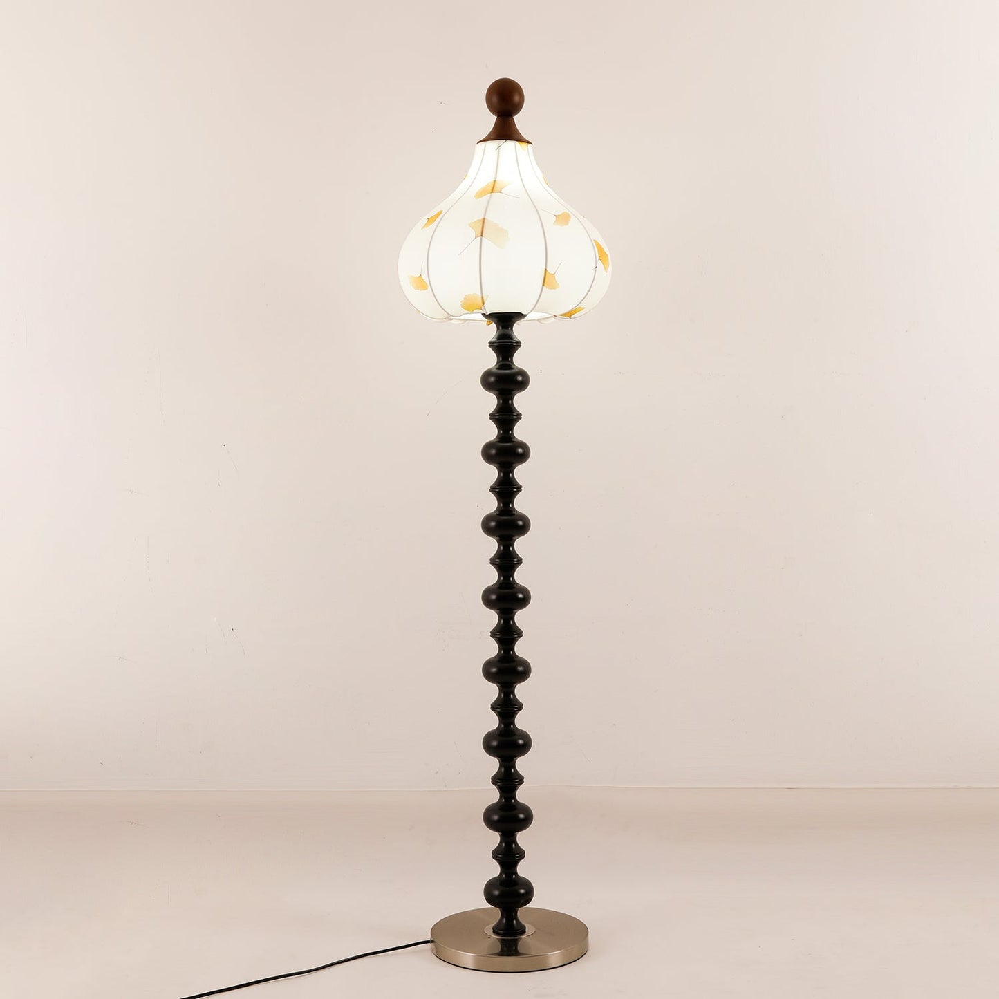 Florence Floor Lamp | Wood & Metal | Walnut & Gold Finish