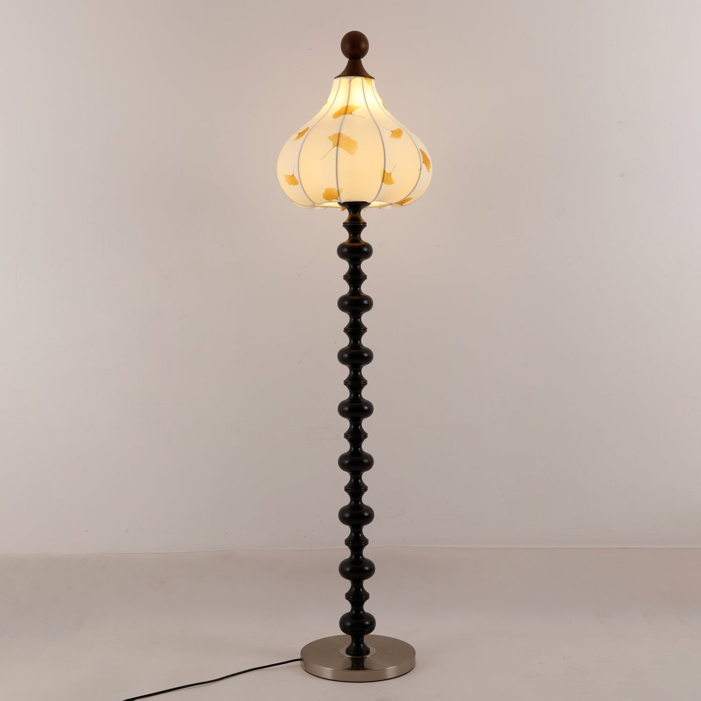 Florence Floor Lamp | Wood & Metal | Walnut & Gold Finish