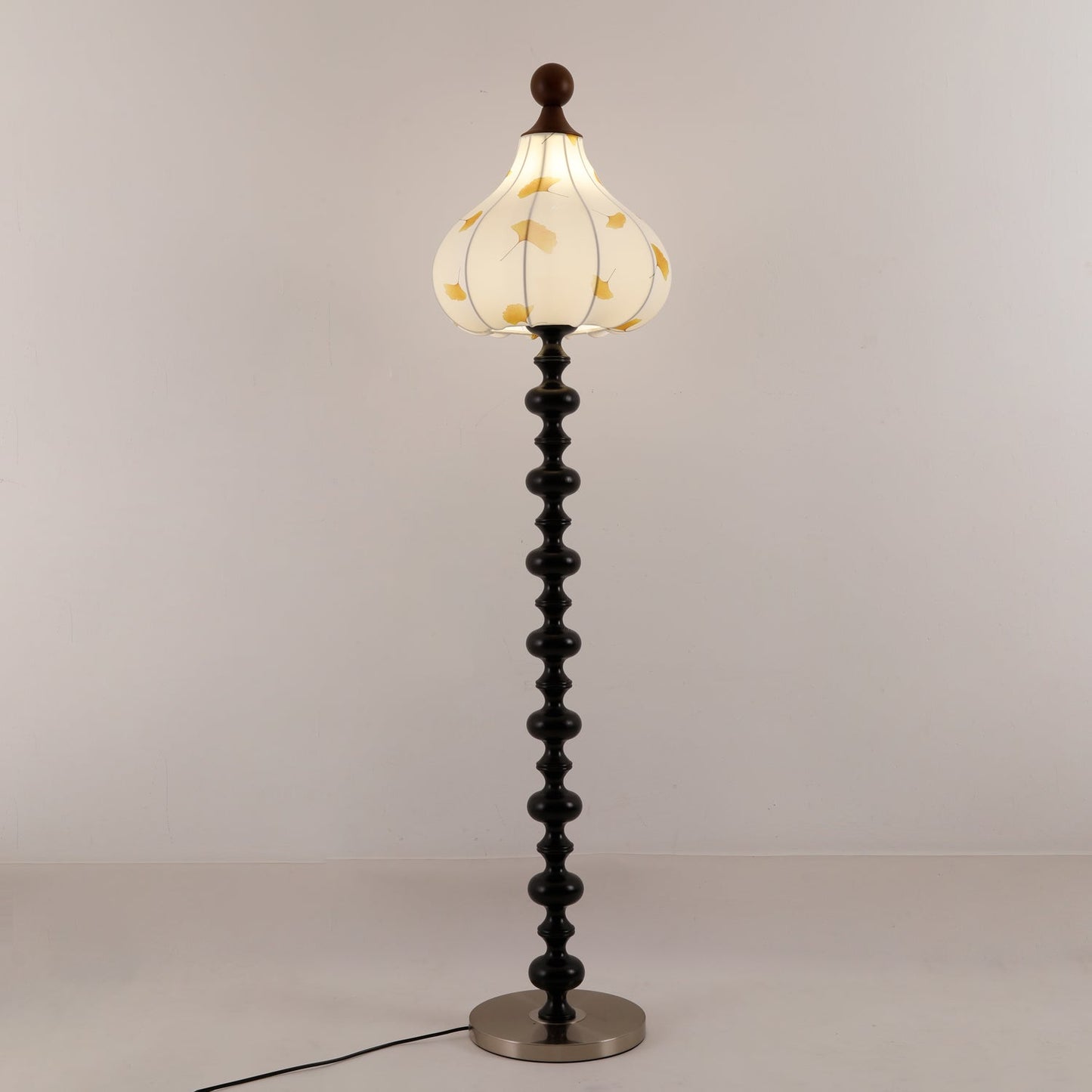 Florence Floor Lamp | Wood & Metal | Walnut & Gold Finish